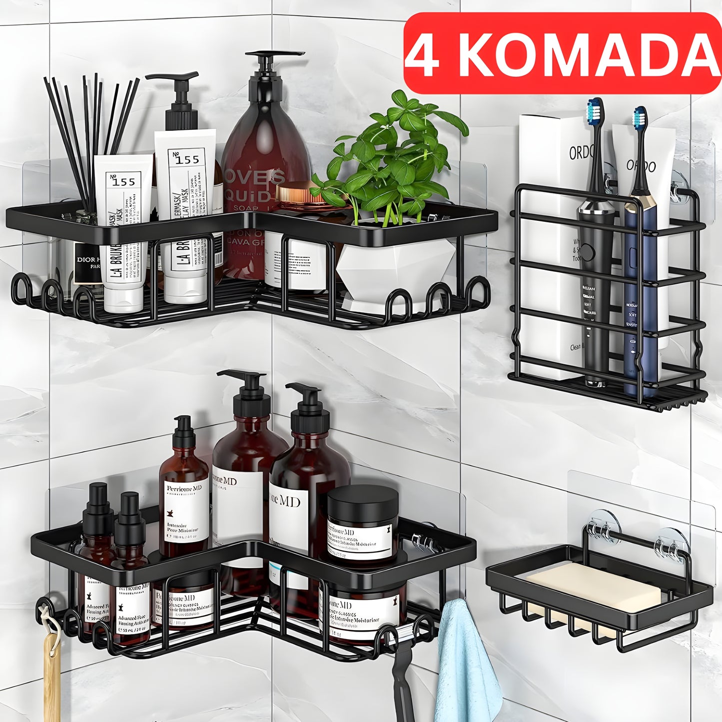 Metalne Organizer Police za Kupatilo (4 KOMADA)